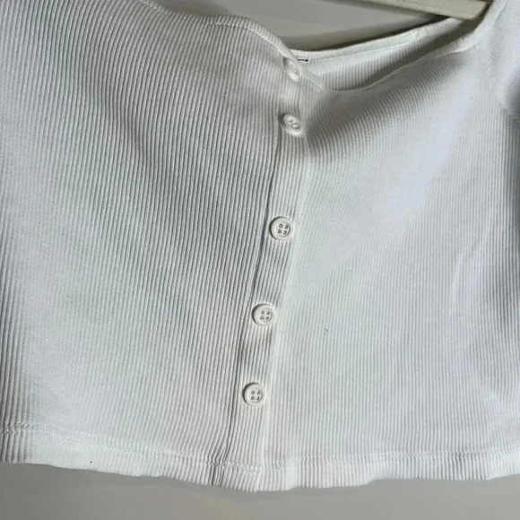 Zara Cropped Ribbed White Top - Picture 4 of 6